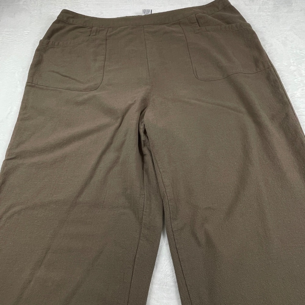 Soft Surroundings Brown Cotton Gauze‎ Wide Leg Pants High Rise XL 25977